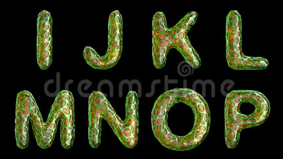 字母从塑料与抽象孔隔离在黑色背景上IJKLMNOP4K视频的预览图