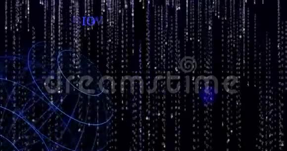 发光的IotaMIOTA符号与下降的二进制代码符号视频的预览图