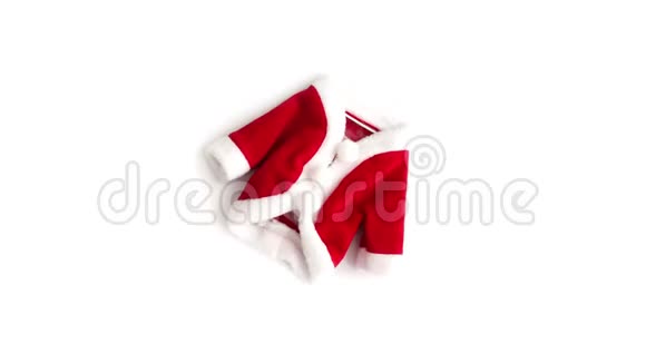 圣诞老人圣诞老人圣诞老人圣诞老人圣诞老人圣诞老人红色迷你外套套装白色袖口平展360度白色背景视频的预览图