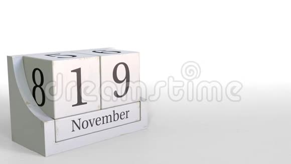 11月19日复古立方体日历3D动画视频的预览图