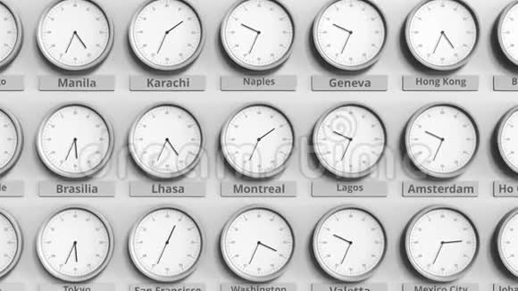 专注于显示加拿大时间蒙特利尔的时钟3D动动画视频的预览图