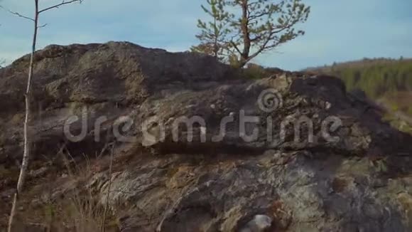 从悬崖到森林的景色有一条山河视频的预览图