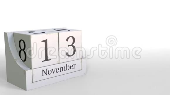 十一月十三日木砖日历上的日期3D动动画视频的预览图