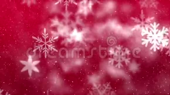 雪花在红色背景下移动的数字动画视频的预览图