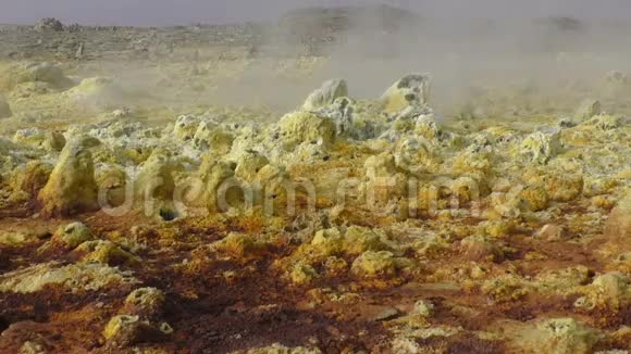 埃塞俄比亚Dallol火山爆炸坑内的Dallol黄色视频的预览图