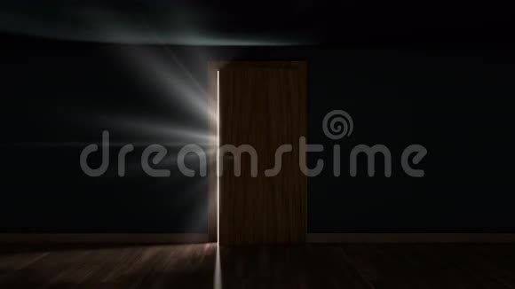 4K光和粒子在房间通过开门视频的预览图