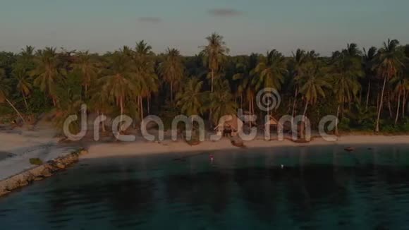 菲律宾巴拉巴茨坎达拉曼岛的棕榈树和海岸景观无人机拍摄视频的预览图