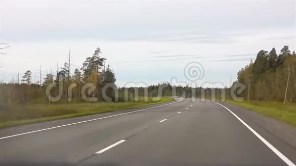 夏天开车在高速公路上穿过森林视频的预览图