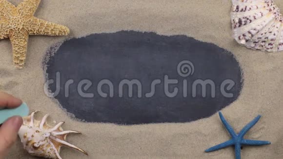 用粉笔在贝壳和星星中书写的文字PANAMA上景视频的预览图