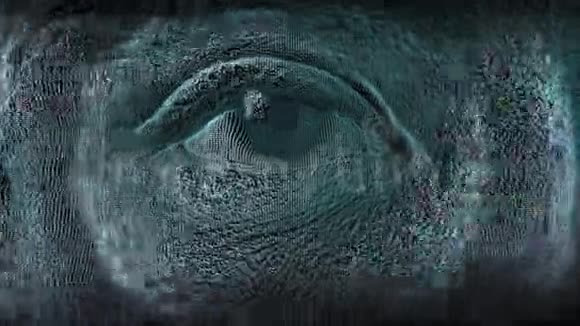一个亚裔男孩的眼睛的宏观镜头代表虚拟现实的数字效果主题的理想镜头视频的预览图