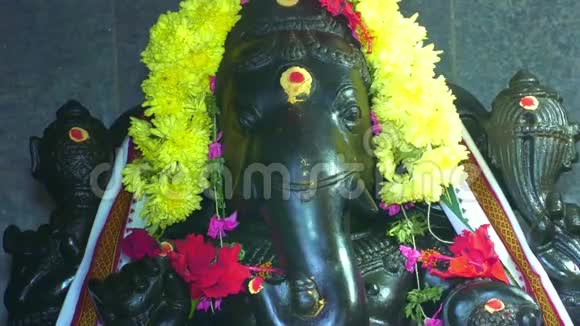 南亚印度教神加内沙黑雕像印度视频的预览图
