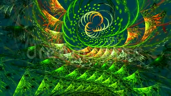 绿叶的旋涡螺旋状的闪亮粒子丰富多彩的空间类自然隧道循环动画视频的预览图
