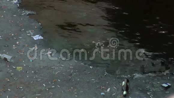 水上的碎屑和污垢视频的预览图