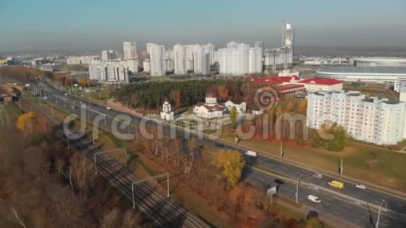 圣十字勋章的教堂建筑群白俄罗斯明斯克市视频的预览图