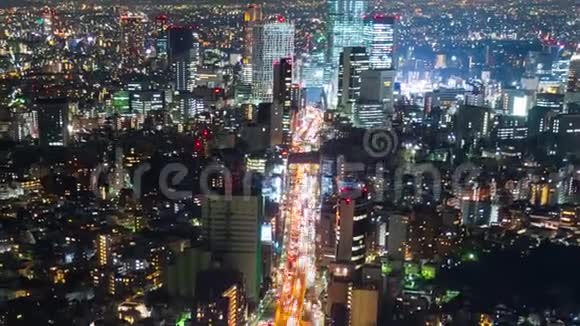 大都会高速公路的时间间隔日本东京3Shibuya线和夜间城市视频的预览图
