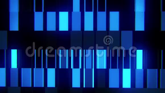 白色数字霓虹灯线VJ循环运动背景蓝色数字霓虹灯线和方形VJ循环运动背景视频的预览图