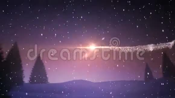 夜间降雪与星迹的视频构图视频的预览图