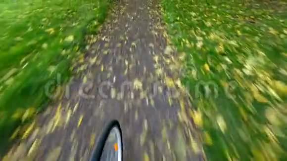 秋天骑自行车在公园里视频的预览图