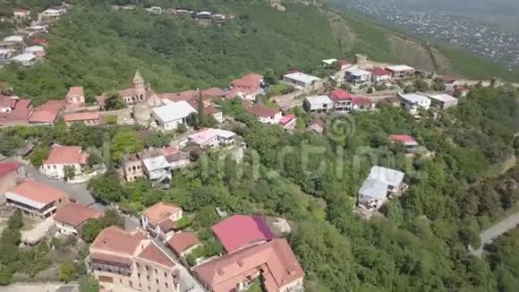 鸟瞰格鲁吉亚锡格纳吉镇中心卡赫蒂地区签名视频的预览图