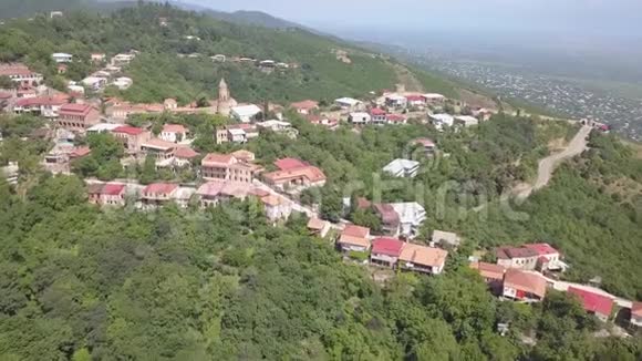 鸟瞰格鲁吉亚锡格纳吉镇中心卡赫蒂地区签名视频的预览图