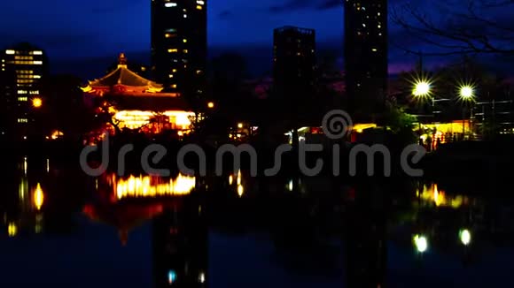 东京上野传统公园附近的日落时间视频的预览图