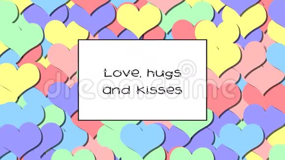 爱拥抱和亲吻的爱卡以彩虹粉心为背景放大视频的预览图