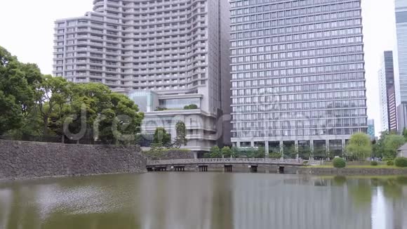 东京帝国城堡花园的池塘视频的预览图