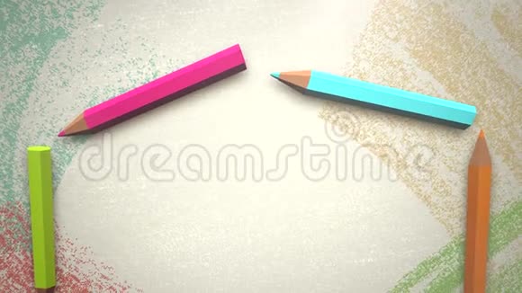 用彩色铅笔特写儿童背景学校背景教育主题视频的预览图
