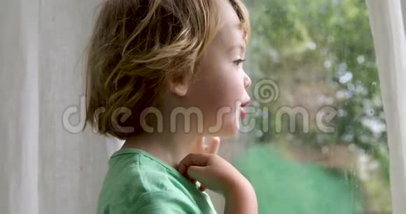 男孩站着看着窗外视频的预览图