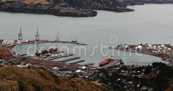 新西兰莱特尔顿的空中景观克赖斯特彻奇4K视频的预览图