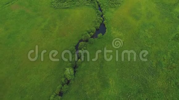 鸟瞰河谷森林道路美丽景观肥沃土地绿色夏日大自然亚马逊4k视频的预览图