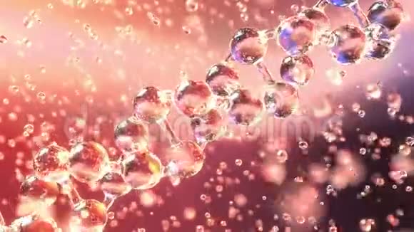 旋转对角线DNA分子和透明液滴视频的预览图