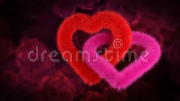 红玫瑰色红粉色两颗心的结合视频的预览图