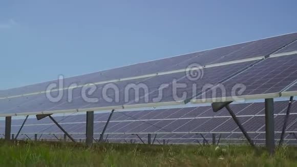 草地上的大型太阳能发电站视频的预览图