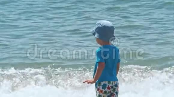 小男孩在海边玩视频的预览图