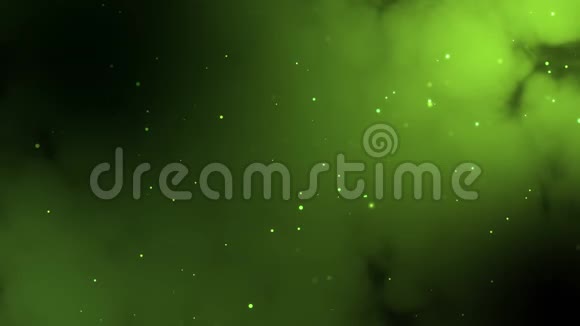 屏幕顶部和底部具有浅景深的抽象绿色粒子背景慢动作视频的预览图