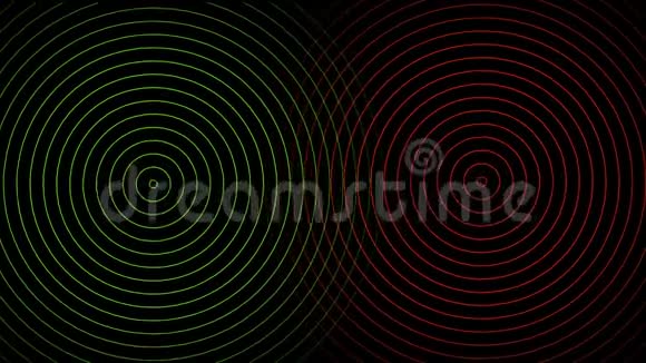 抽象的红色和绿色圆圈敲打黑色背景视频的预览图