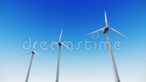 背景为蓝天的风力涡轮机视频的预览图