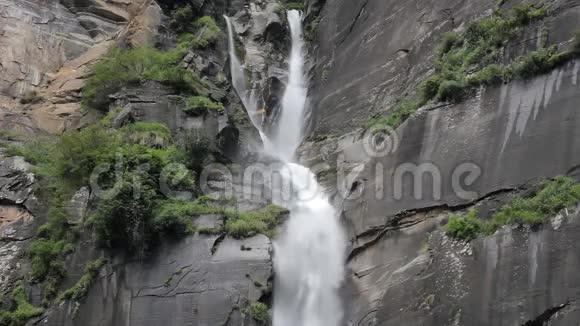 一条瀑布从悬崖和树木上落下视频的预览图