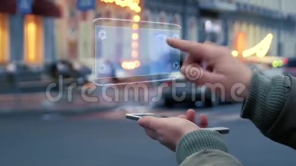 女性双手互动HUD全息虚拟货币视频的预览图