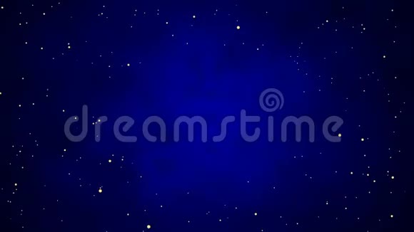 深蓝色天空上金色粒子的动画乌云密布的夜空闪耀着星星视频的预览图