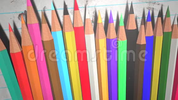 用彩色铅笔特写儿童背景学校背景视频的预览图