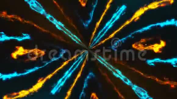 万花筒带有火焰效应的能量线现代抽象三维渲染明亮的计算机生成背景视频的预览图