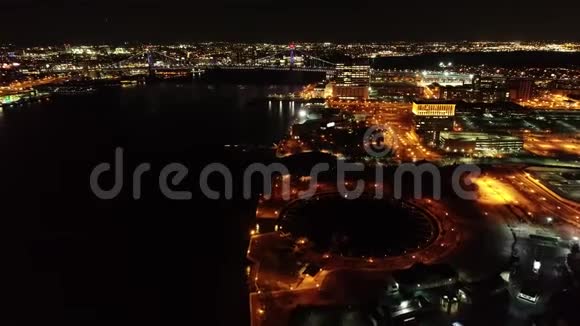 晚上卡姆登新泽西海滨空中录像视频的预览图