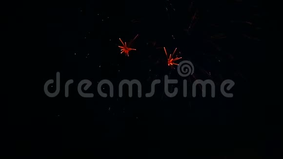 夜空中五彩斑斓的火光闪耀着节日的烟花视频的预览图