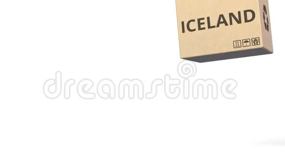 盒子上ICELAND字幕的产品3D动动画视频的预览图