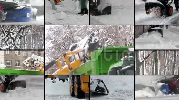 冬季风暴过后工作的人视频的预览图