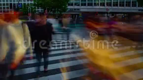 东京Shibuya日间慢快门变焦十字路口人的时间推移视频的预览图