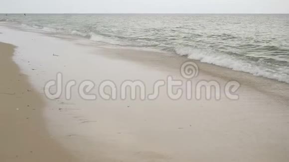 海浪和荒芜的海滩视频的预览图