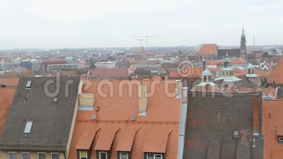 纽伦堡老城区典型的德国屋顶景观视频的预览图